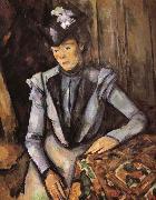 Paul Cezanne woman was wearing blue clothes France oil painting artist